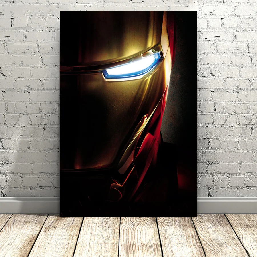 

The Mask of Iron Man Face Wall Art Posters Canvas art Cloth Prints Paintings with Solid Wood Scrolls For Room Decor