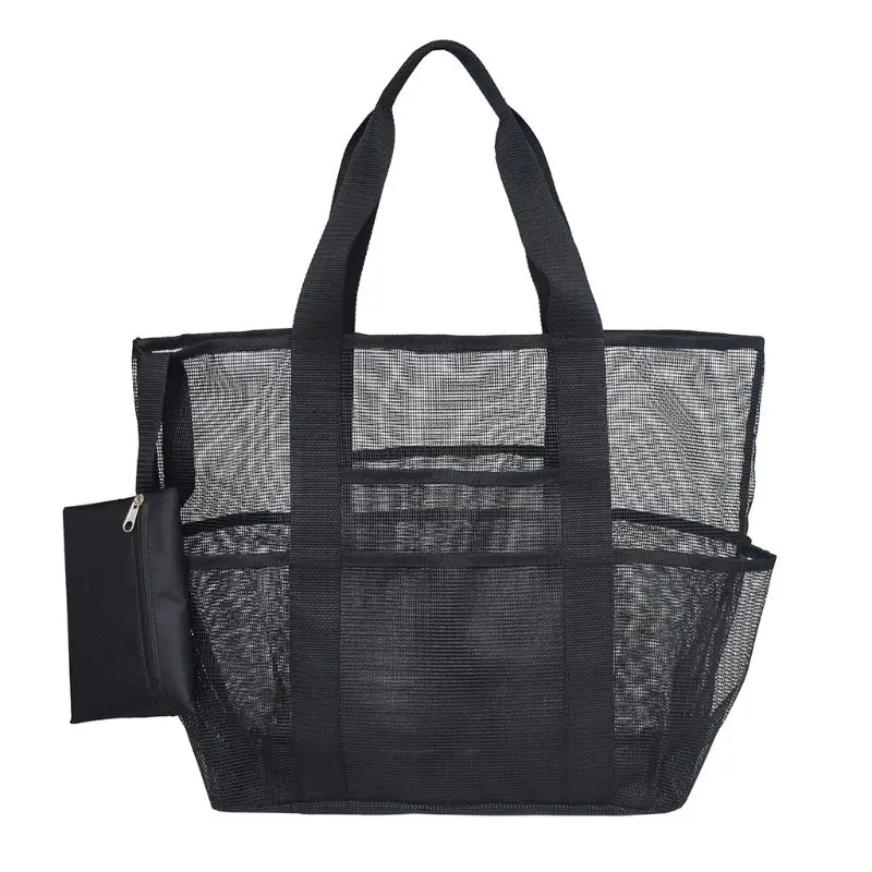 

Large Capacity Transparent Shopping Bag Lightweight Mesh Tote Bag Storage Bag for Family Beach Market Grocery and Picnic