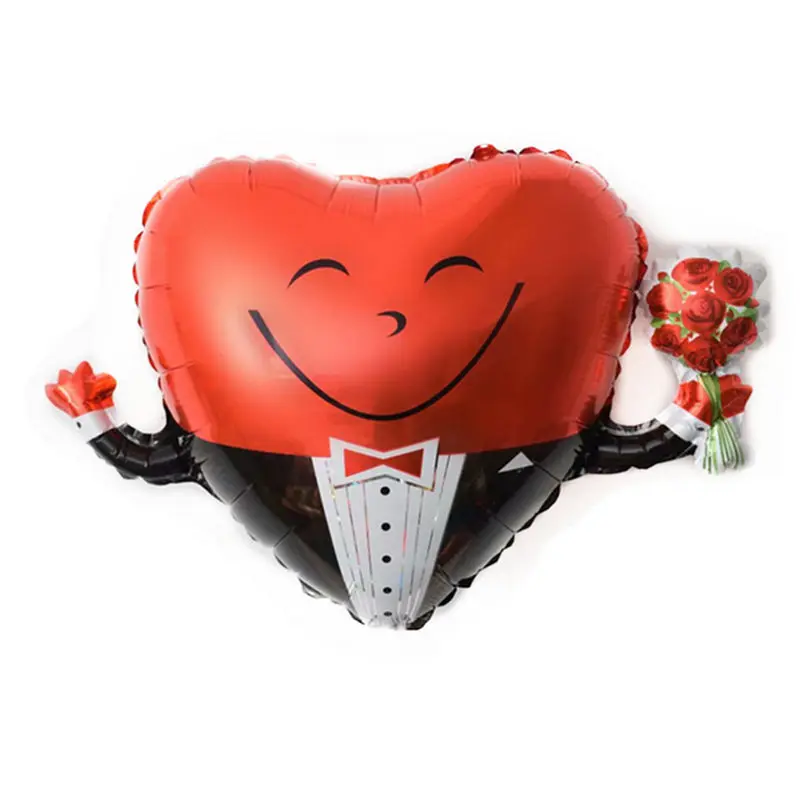 XXPWJ  New Smiley Love Rose Aluminum Balloons Groom Marriage Valentine's Day White Balloons Wholesale    GG-029