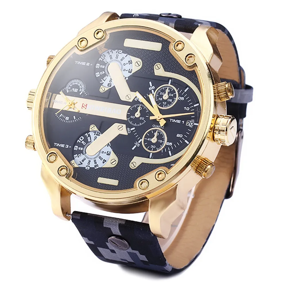 

Brand Quartz Camouflage Military Watches Men Sport Large Dial Dual Time Display Watch Dz Style Relogio Masculino Hombre Reloj