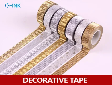 

7pcs / lot , 10 meters Metal Color Glitter Tapes , Gold and Silver Washi Adhesive Tape for Scrapbooking , Masking