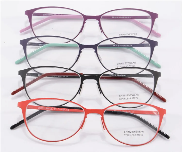 Очки для глаз оправы для женщин красные круглые металлические брендовые дизайнерские оптические очки Небьющиеся резиновые очки 1416