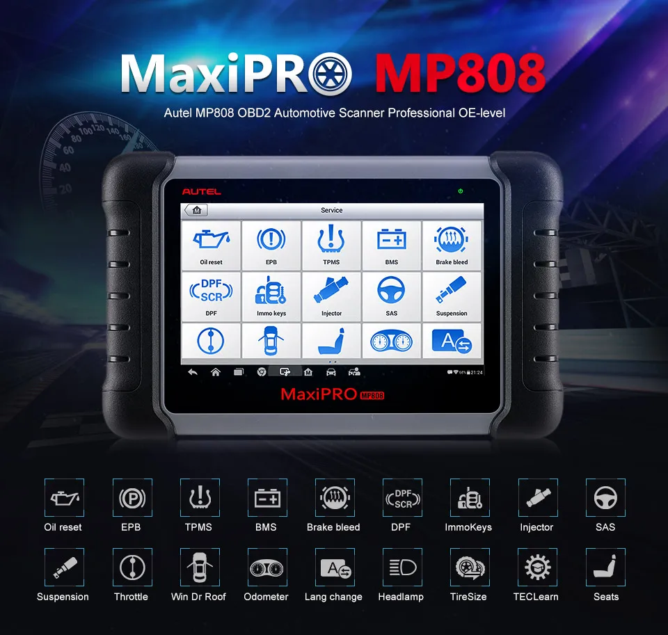 Autel MaxiPRO MP808 DS808 OBD2 автомобильный сканер OBDII диагностический инструмент считыватель кода инструмент сканирования ключ кодирования как autel MaxiSys MS906