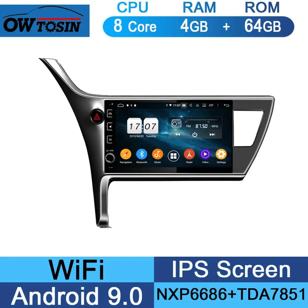 10," ips 8 Core 4G+ 64G Android 9,0 автомобильный DVD плеер gps мультимедийное радио для Защитные чехлы для сидений, сшитые специально для Toyota Corolla LHD CarPlay попугай - Цвет: 64G