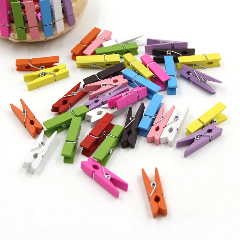 

Hot!10pcs 3.5cm Mini Color Wooden Craft Pegs Clothes Paper Photo Hanging Spring Clips Clothespins For Message Cards