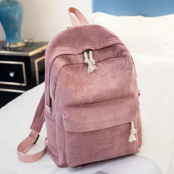 

022719 new hot lady girl corduroy travel backpack children student school bags