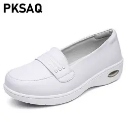 Всесезонная женская обувь белого цвета для медсестер, женская обувь на платформе, мягкая удобная повседневная обувь на воздушной подушке