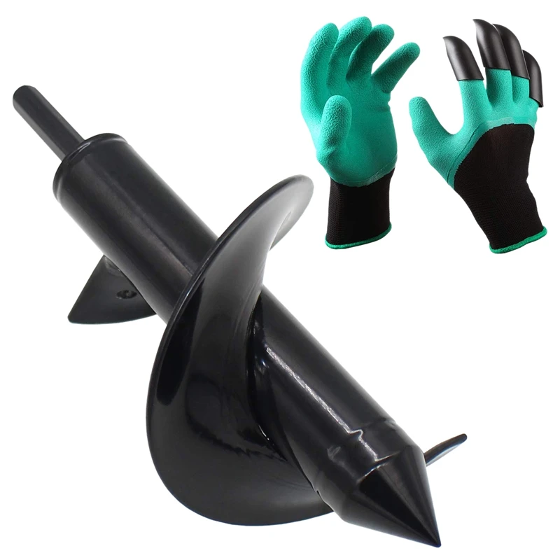 

Auger Drill Bit Garden Plant Flower Bulb Auger 3 Inch x 7 Inch Rapid Planter With Garden Genie Gloves,Post Or Umbrella Hole Di