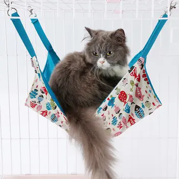 

Cats Hammocks Bed Reversible 2 Sides Small Pet Hammock Pure Cotton Fish Pattern Hanging Bed Store