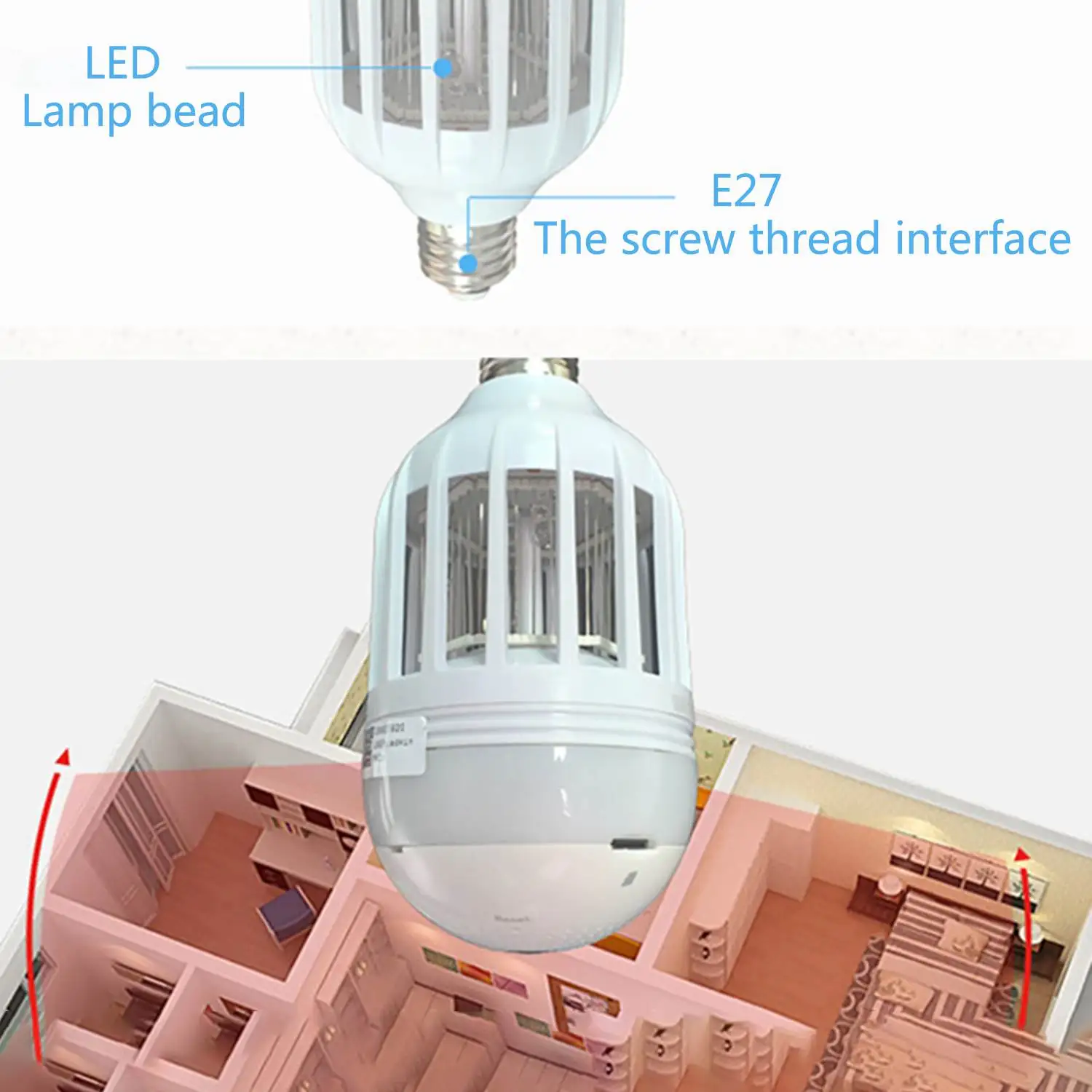 360 градусов, лампа от комаров, беспроводная, панорамная, сетевая, умная, лампа, камера, форма, средство от вредителей, светильник, ночная версия, наблюдение
