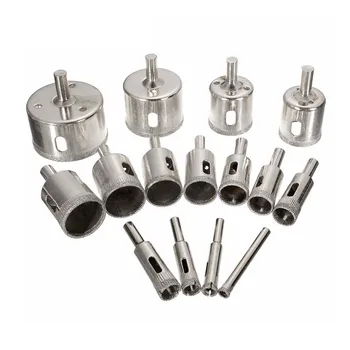 

6mm-50mm 15 PCS Diamond Coated Core Hole Saw Drill Bits Tool Cutter For Tiles Marble Glass Granite Drilling
