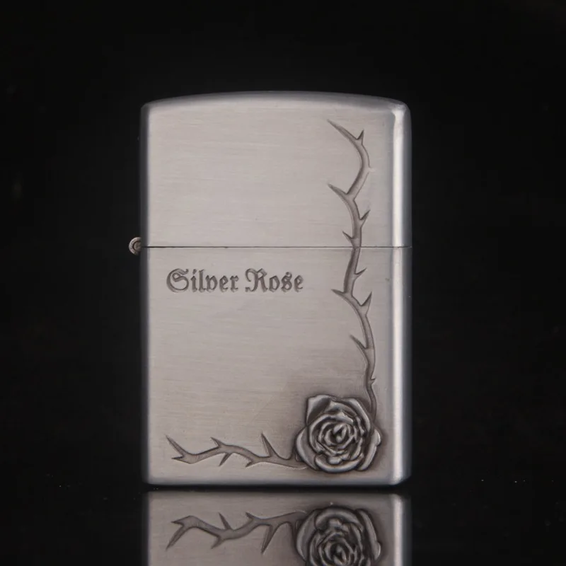 

Rose carving Gas Cigarette Lighter Cigarettes Kerosene Flint Petrol Vintage Gasoline Lighter Oil Petrol Refillable
