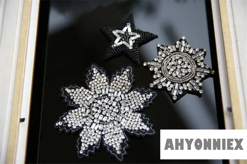 Large 11cm snowflake beads anise star patches DIY applique for winter clothes shoes bags decoration sew on beads parches