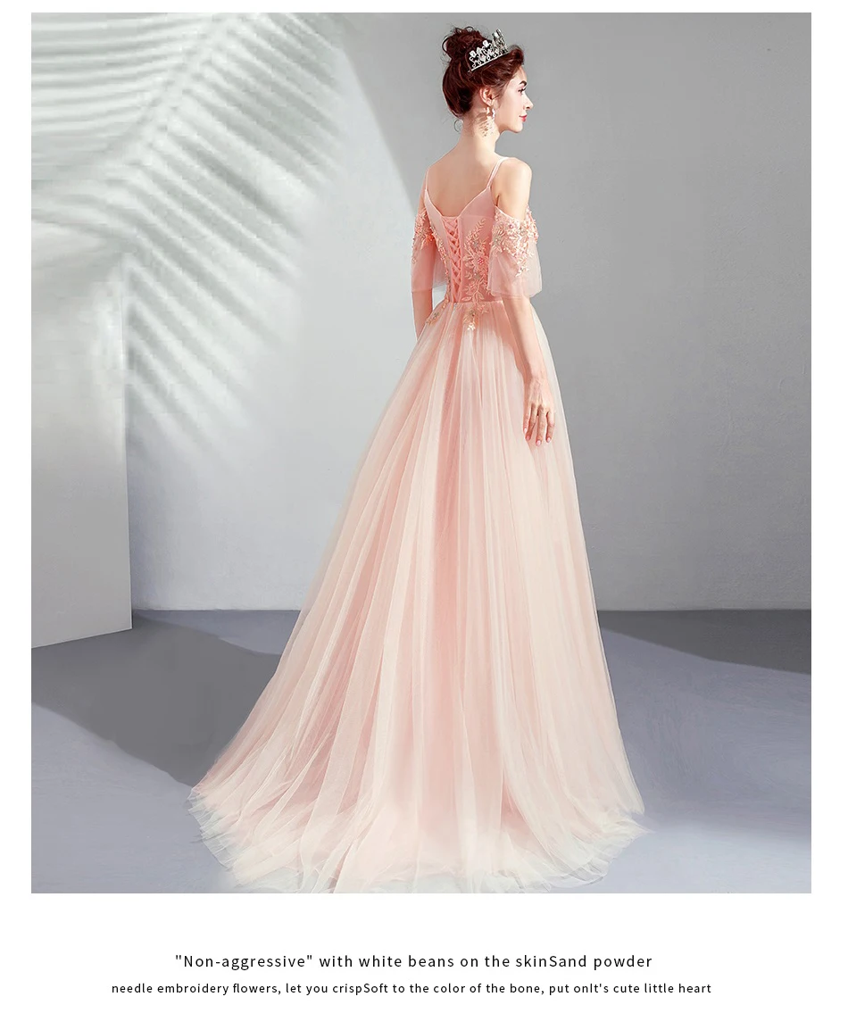 Beading pearls evening dress long fairy prom dress for 2019 graduation party gowns bridal shower formal gown Vestido de festa