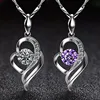 KOFSAC Cadena de plata fina 925 collar tipo gargantilla de lujo cristal CZ collares con colgantes de amor y corazones para mujeres fiesta joyería regalos ► Foto 1/5