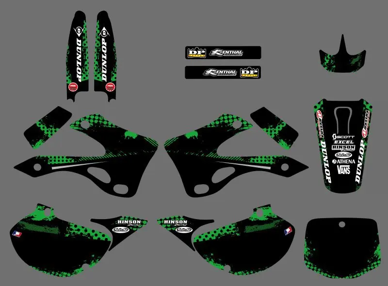 

0224 New Style TEAM GRAPHICS & BACKGROUNDS DECALS STICKERS Kit for Kawasaki KX125 KX250 1999 2000 2001 2002 KX 125 250