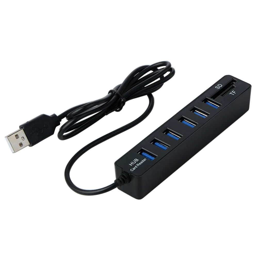 

USB Hub Combo 6 Ports High Speed USB 2.0 Hub Splitter Multi USB Combo 2 In 1 SD/TF Card Reader For PC Laptop Computer