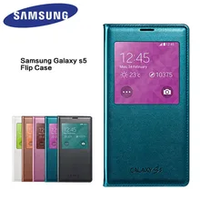 samsung S5 Кожаный противоударный флип-чехол для samsung Galaxy S5 G900 умный чехол с окошком, защитный чехол