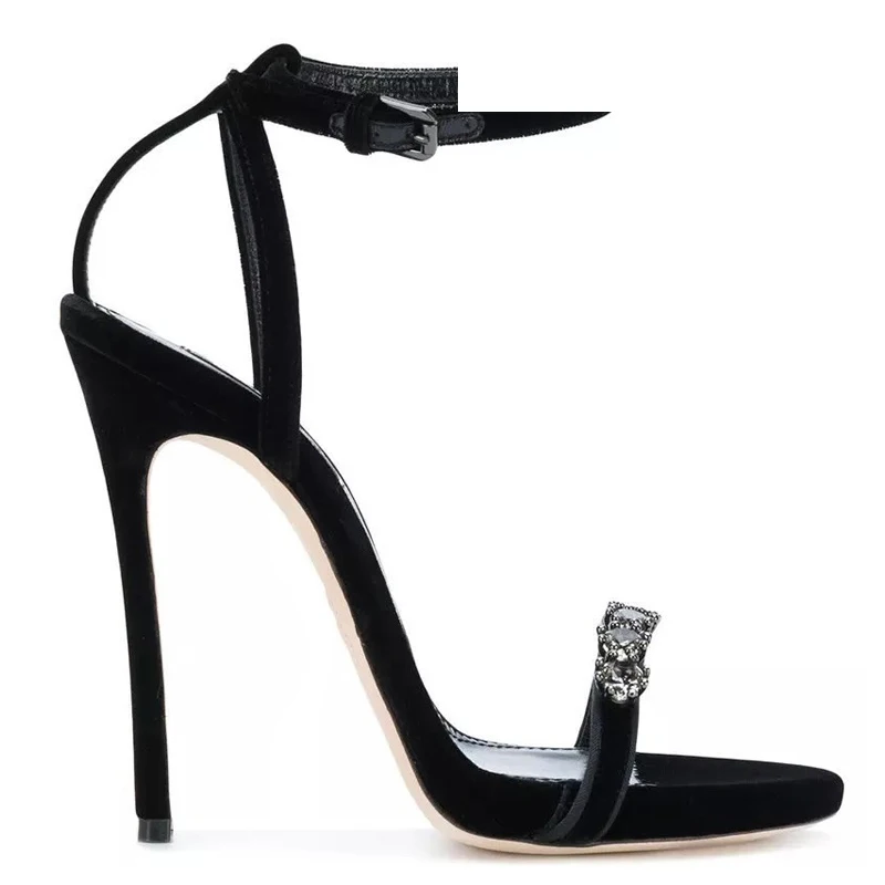 

Cocoafoal Women Rhinestone Sandals Plus Size 33 43 Heel Height Gladiator Sandals Crystal Party Wedding Open Toe Heels Shoes