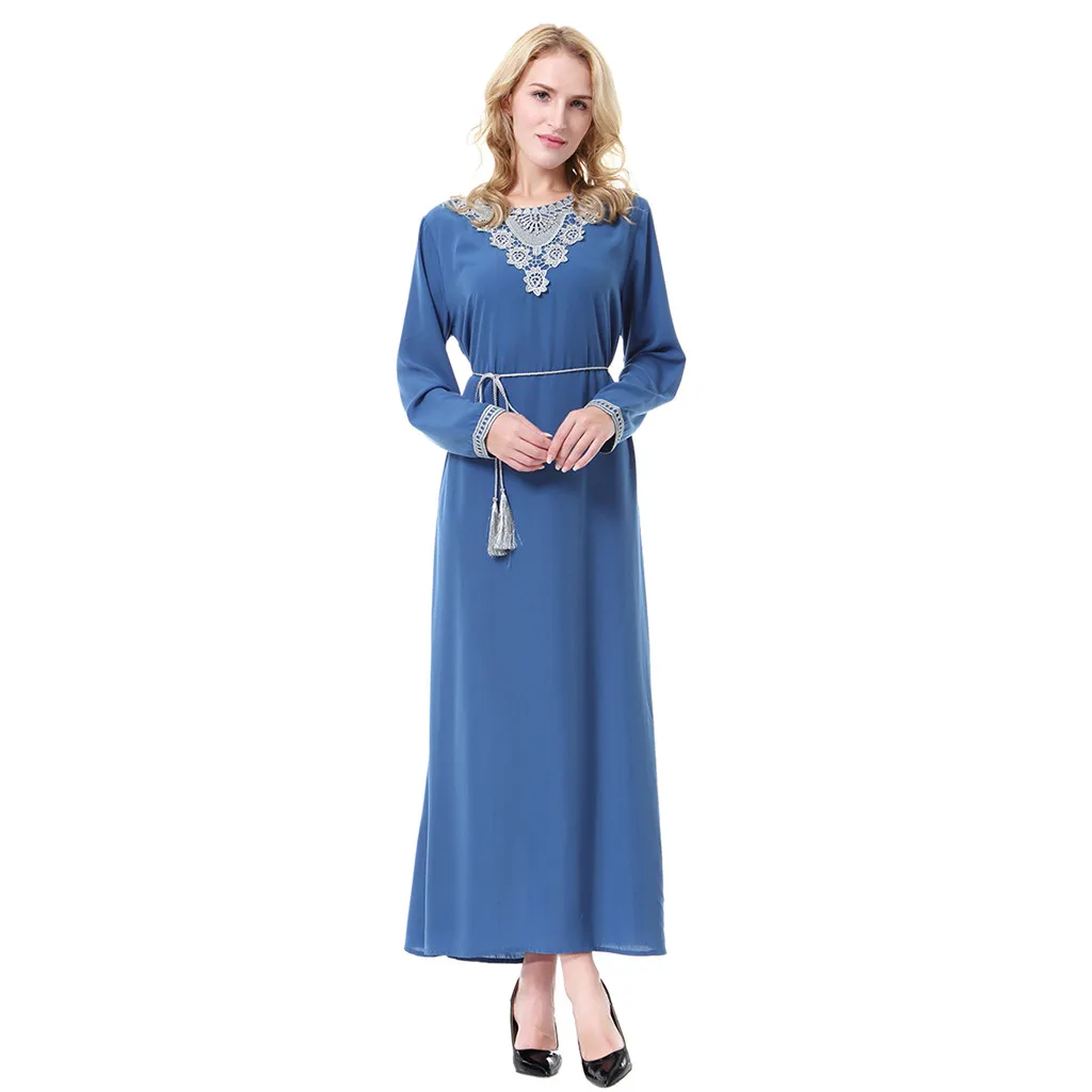 LB Baju, открытое кимоно, кафтан, джеллаба, халат для женщин, мусульманский, арабский, исламский, Ближний Восток, этнический, однотонный, кружевной, с длинным рукавом, abaya DressY57 - Цвет: LB