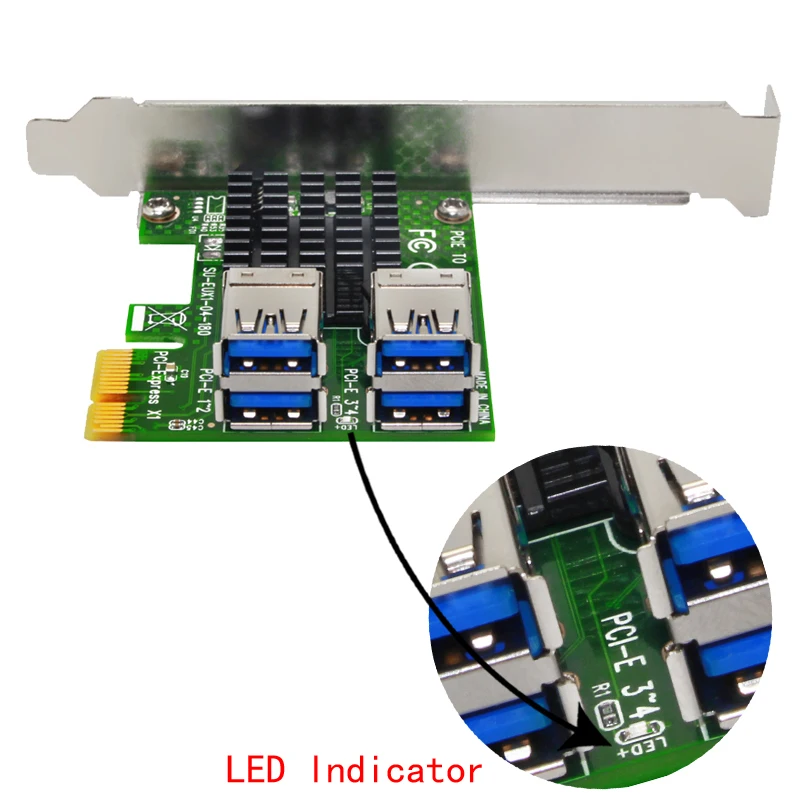PCIE 1 до 4 USB3.0 PCI Express Riser Card Внешний Слот E адаптер конвертер PCIe Порты и разъёмы