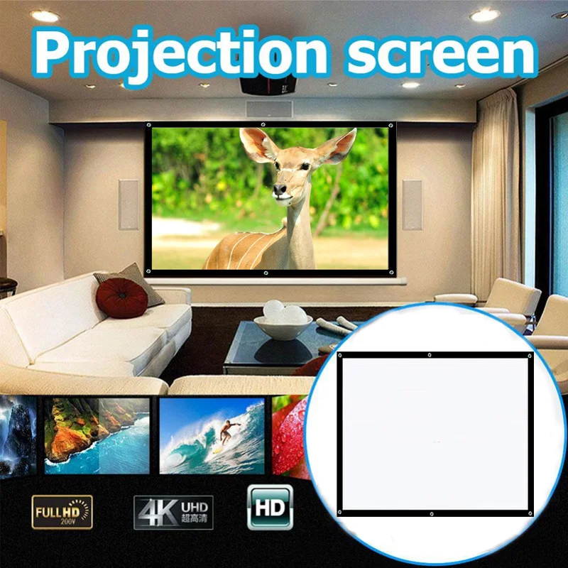 60 inch 169 Portable White Projector Screen High-definition Screen Projection Curtain Home Office Projection Screen (1)