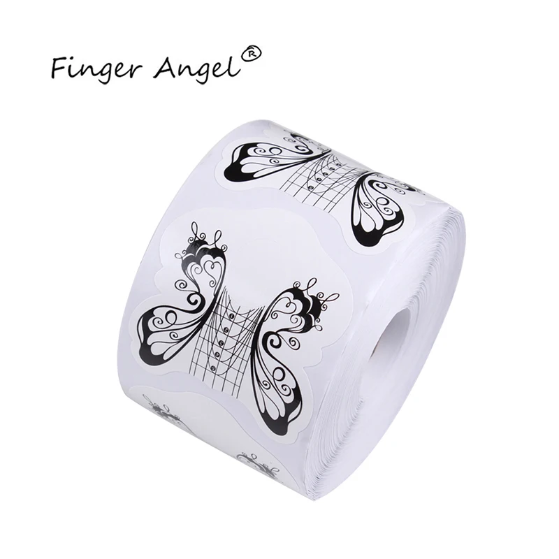 Finger Angel 50 шт/100 шт/500 шт формы для ногтей бумага для маникюра белая бабочка Гель-лак для ногтей УФ расширение Французский DIY Маникюрный Инструмент