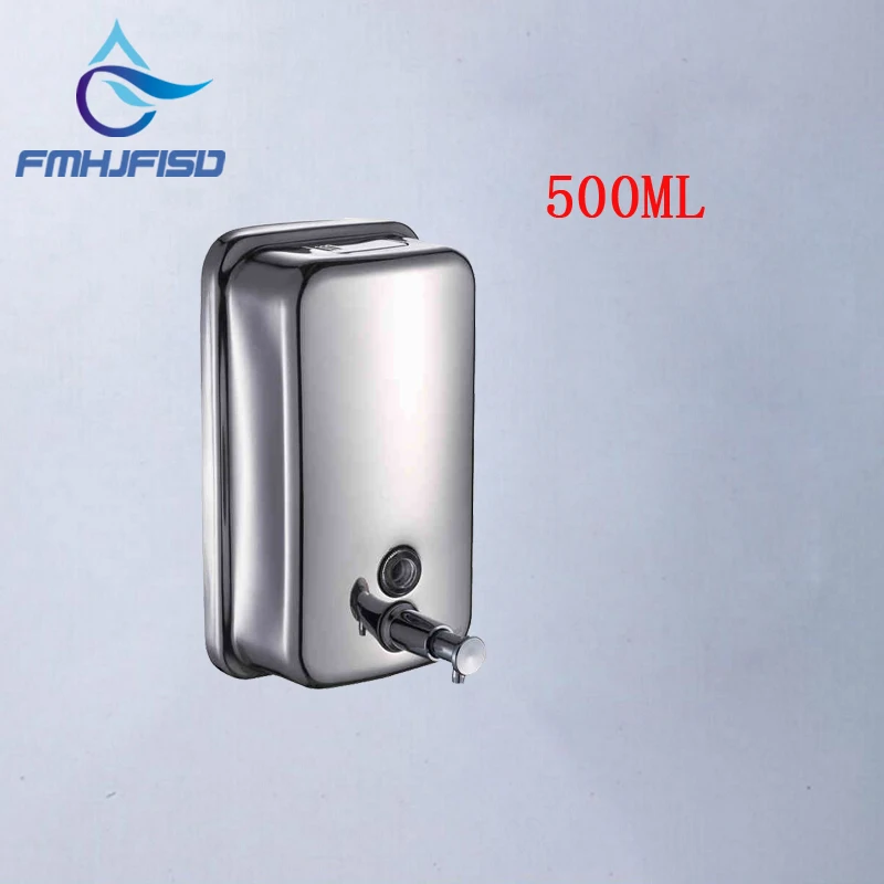 

Free Shipping Wholesale And Retail Promotion NEW Bathroom Wall Mounted Stainless Steel Liquid Soap Dispenser 500ml Soap Box