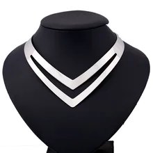 LZHLQ Geometric Hollow Metal Torques Women Trendy Simple Smooth Choker Necklaces Plated Collars Necklace Punk Jewelry Statement