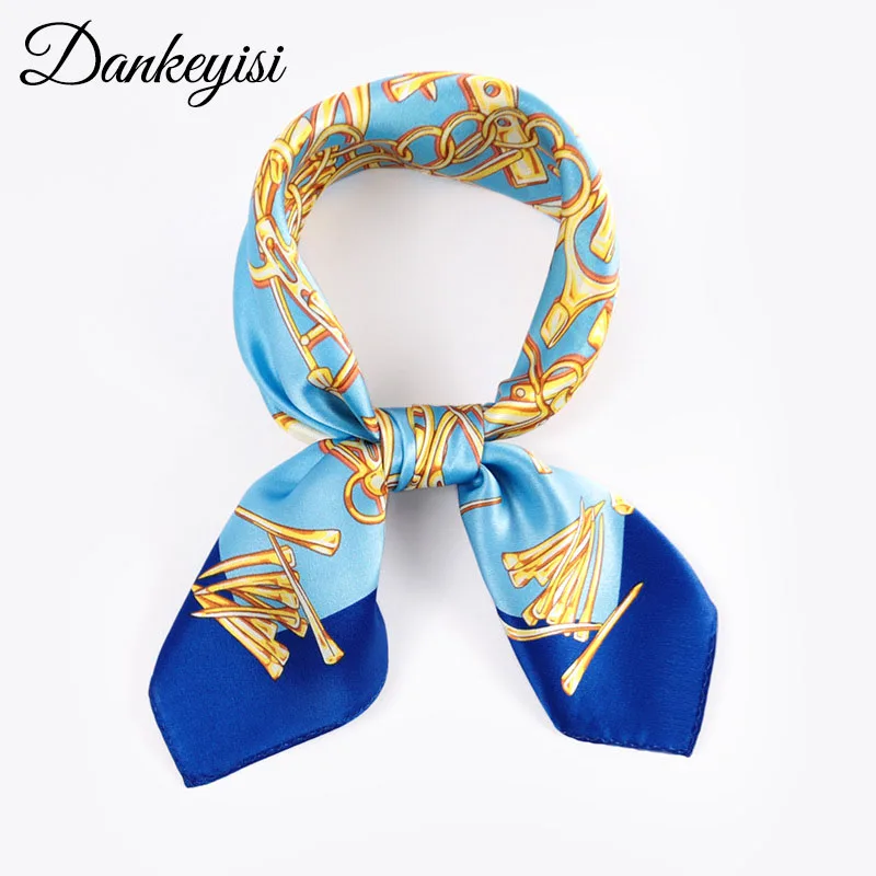DANKEYISI высокое качество чистого шелка шарф женщин шеи шарфы небольшой квадратный платок маленький галстук мешок ленты Созвездие шарф
