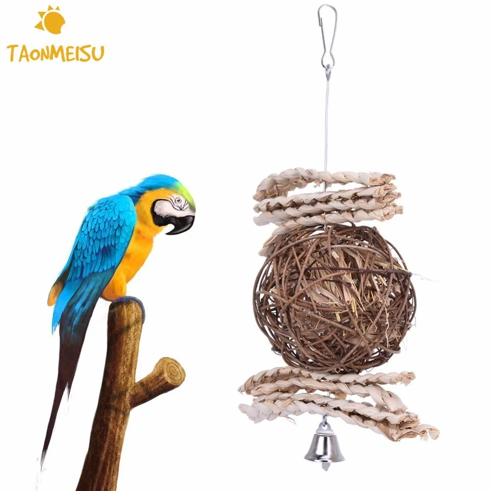 Parrot Pet Rattan Ball Toys Cages Swing Hanging Birds Bite toy Parakeet