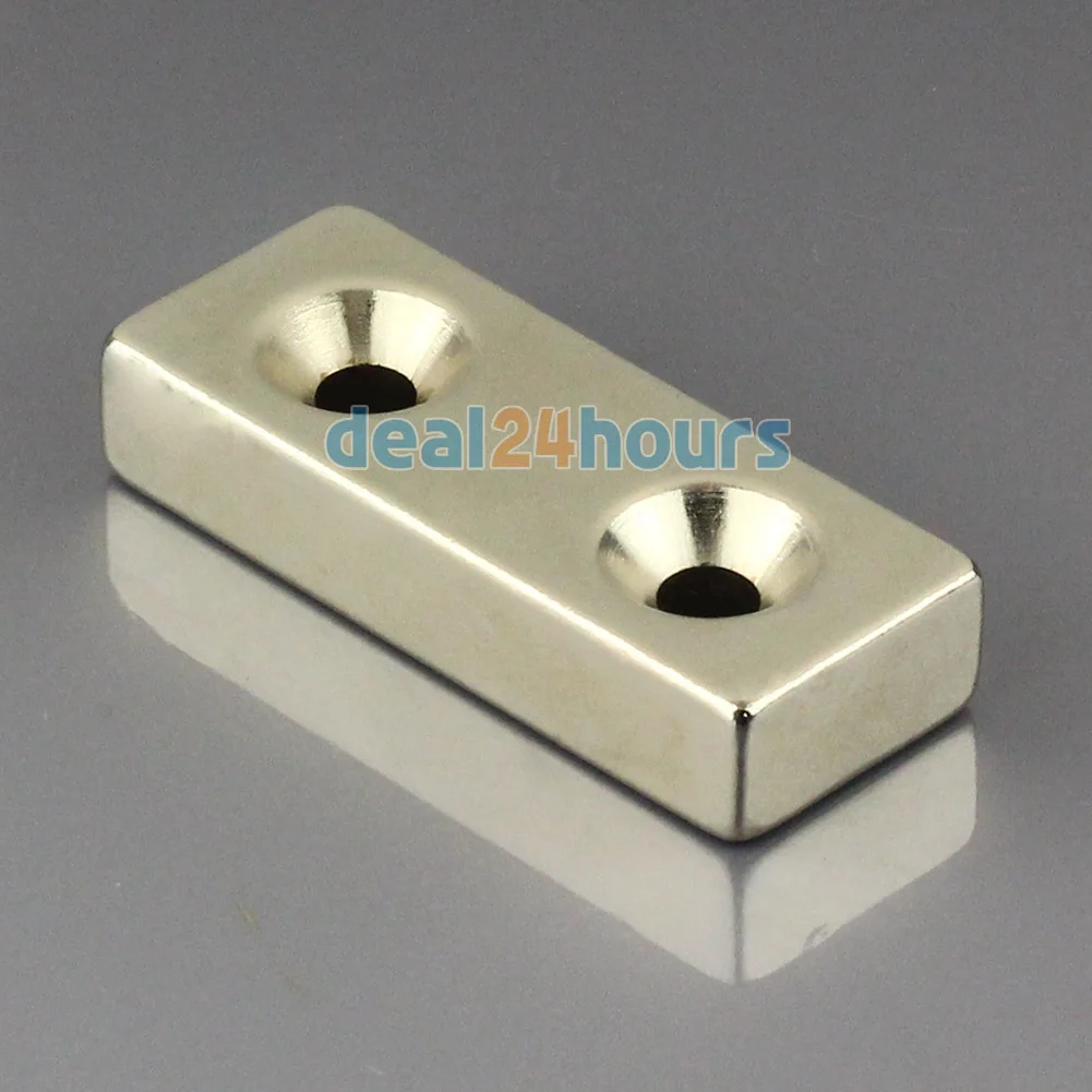 

1PC Big N50 Super Strong Block Cuboid Neodymium Magnets 50 x 20 x 10 mm 2 Countersunk Hole 5mm Rare Earth OMO Magnetics!