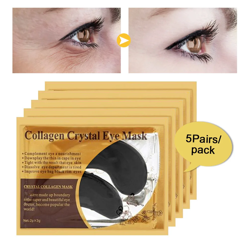 10Pcs Eye Mask Black Crystal Collagen Gel Dark Circles Remove Essence