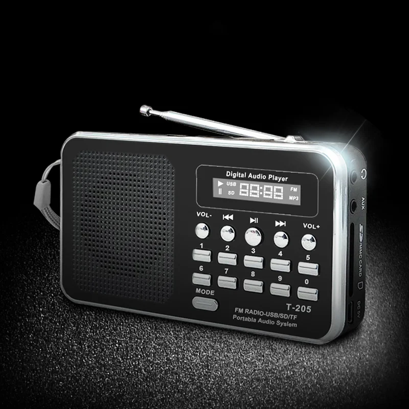 Portable Radio FM Support SD/TF Card Mini FM Radio Receiver Digital with USB LED Light Music Player for Phone MP3 MP4 Speakers Portable Radio FM Support SD/TF Card Mini FM Radio Receiver Digital with USB LED Light Music Player for Phone MP3 MP4 Speakers