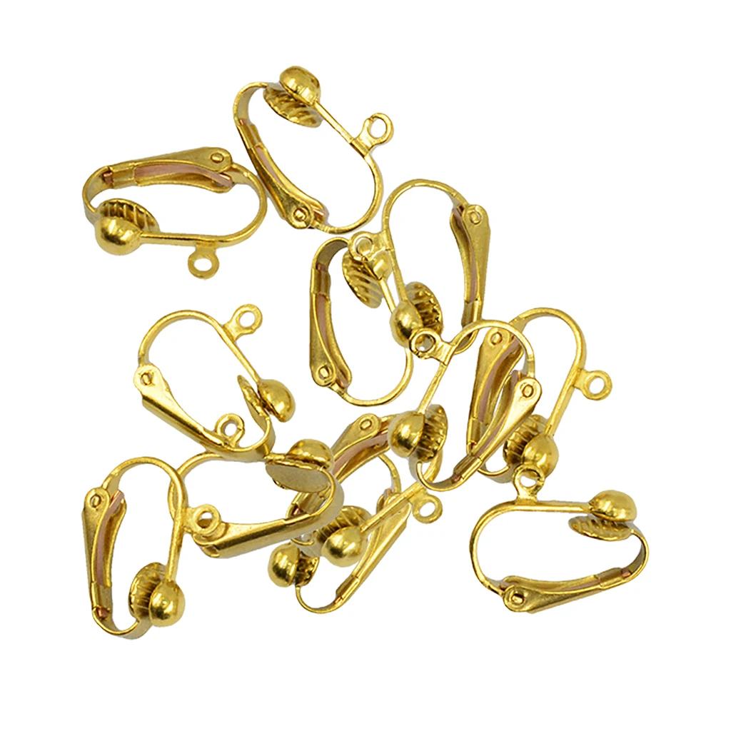 12pcs Gold Plated Clip on Earring Converter with Easy Open Loop for DIY