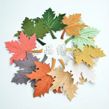 

50 Pcs/lot Wholesale 7.5*7cm Maple Leaf Embroidery Cloth Paste Patches Embroidered Handmade Sewing Accessories