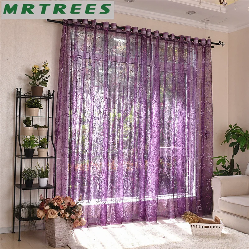 Cortinas de tul bordadas modernas cortinas transparentes para el dormitorio de la sala de estar en la cocina cortinas de gasa para tratamiento de ventanas