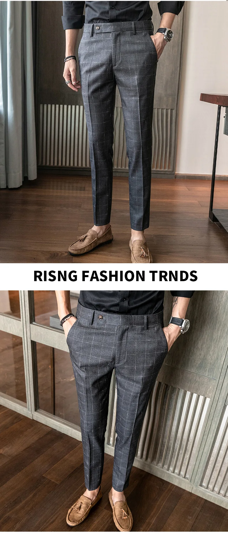MRMT брендовые осенние и зимние новые мужские брюки тонкие клетчатые повседневные брюки для мужчин прямые Маленькие ноги длинные брюки