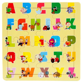 

16 Pieces Puzzle Wooden Toys Education And Learning Kids Christmas Gift 26 letters
