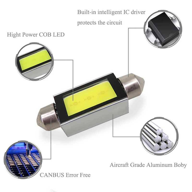 Boaosi 2x светодиодный 36 мм Canbus C5W лампы COB Подсветка салона номерной знак светильник для BMW E36 E39 E46 E90 E91 E92 E53 E60 E65 E71