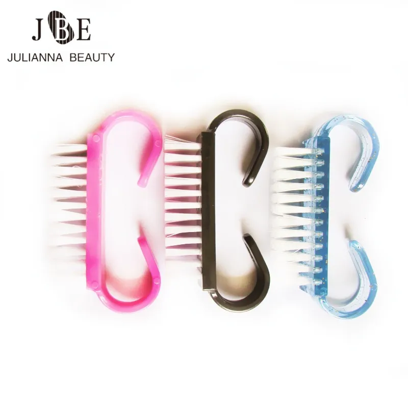 

10x Nail Art Plastic Cleaning Brush Finger Nail Care Dust Clean Brush With Handle Scrubbing Brush Tool File Manicur Nail Tool