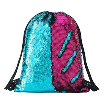 

Fashion 2019 Unisex Drawstring Beach Bag Outdoor Fitness Bags Sequins Bunch Pocket Female Oxford Barrel-shaped Backpack 10Feb 18