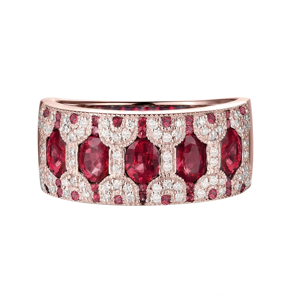 US $1.368.99 Natural Oval Sapphire Emerald Ruby Gemstone Wedding Rings For Women 14k Solid White Gold Diamond Engagement Stackable Band Ring