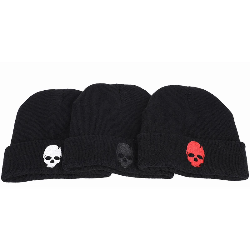 Skullies Beanie Men Boy Autumn Winter Knit Hat Warm Acrylic Brim Embroidery Skiing Sports Outdoor Accesssory (14)