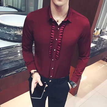 

Autumn Solid Male Shirts Long Sleeve Men Shirt Korean Style Casual Slim Fit Camisa Social Masculina Chemise Homme Plus Size