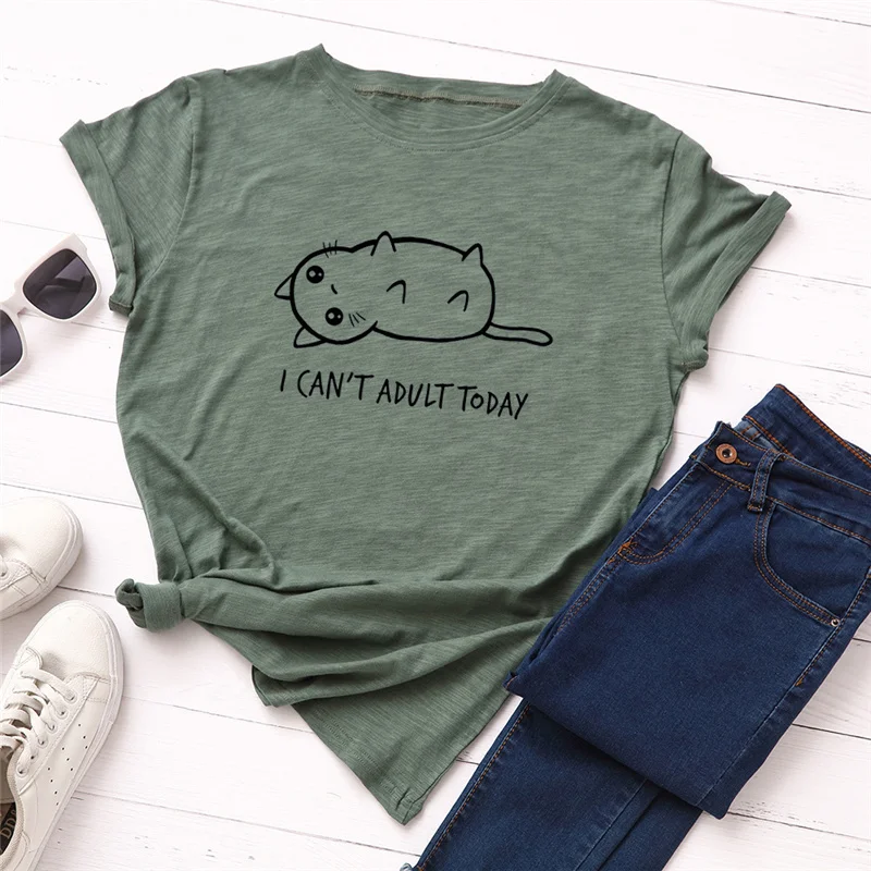 

Kawaii Cat Letter Print Tshirt Women Graphic Tees Women Funny T Shirt Women Top Femme Cartoon Hippie Ulzzang Camisetas Mujer