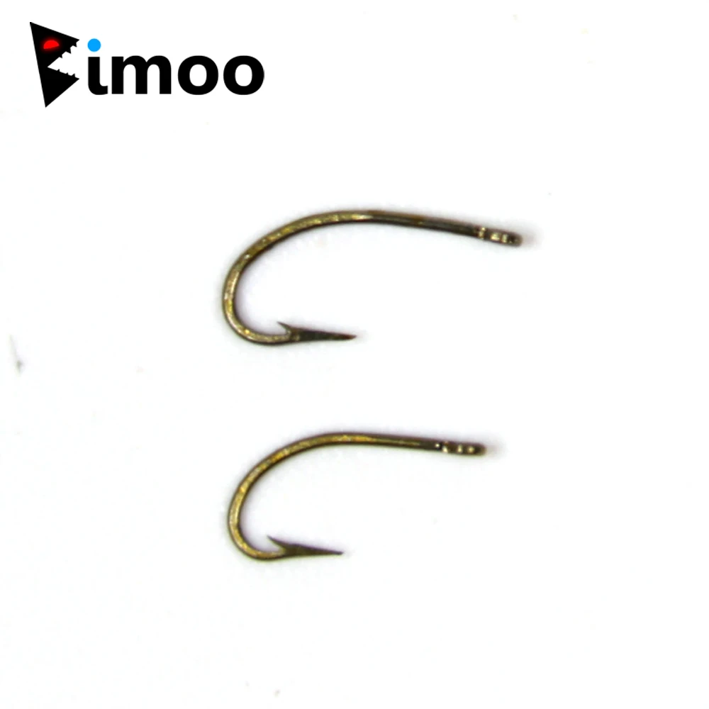 

Bimoo Premium 25pcs Small Size 20 22 Curved Caddis Scud Emergers Larva Nymph Fly Hook Fly Fishing Hooks