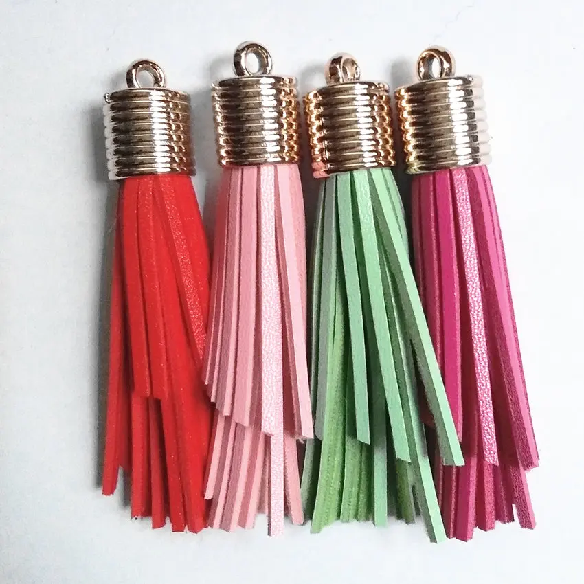 

1 donze Cute Irregularity Leather Tassel And Suede Tassel Accessories For Keychains Earrings Rose Red Cap Charming Pendant 7.5cm