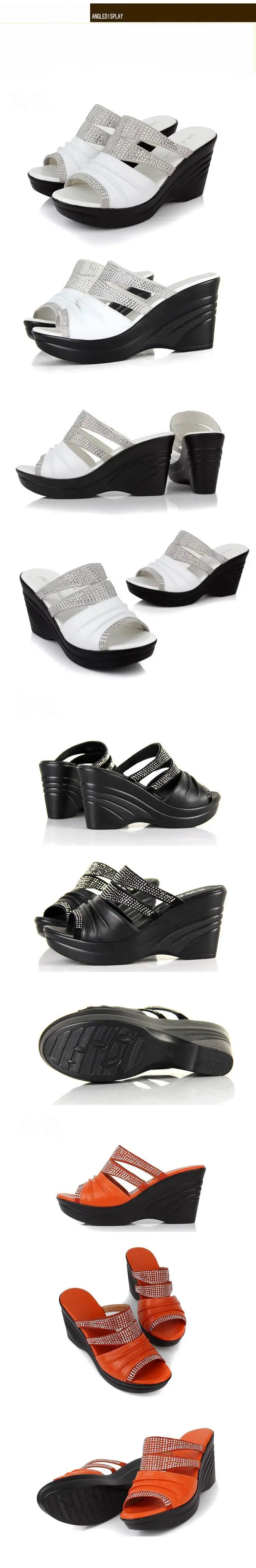 GKTINOO/брендовые сандалии; обувь из воловьей кожи со стразами; женские босоножки; шлепанцы; ; босоножки на танкетке с открытым носком; обувь для мам; модные сандалии