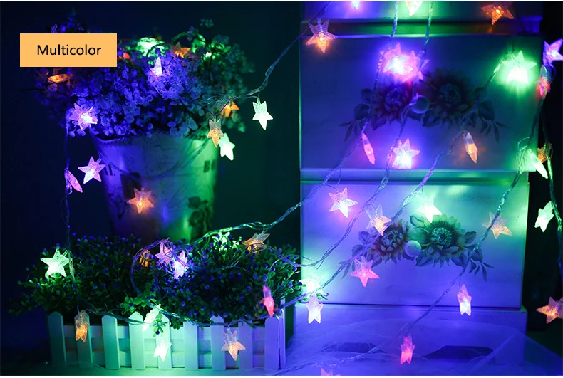 3M LED Star String Lights Christmas Holiday Decoration Star Fairy Light AA Battery Operated 20leds Festoon Light Chain SL057